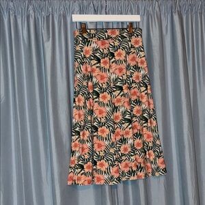 Floral A-Line Skirt - Pink and Green